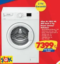 ALTUS AL 5803 ML 800 DEVİR 5 KG BEYAZ ÇAMAŞIR MAKİNESİ